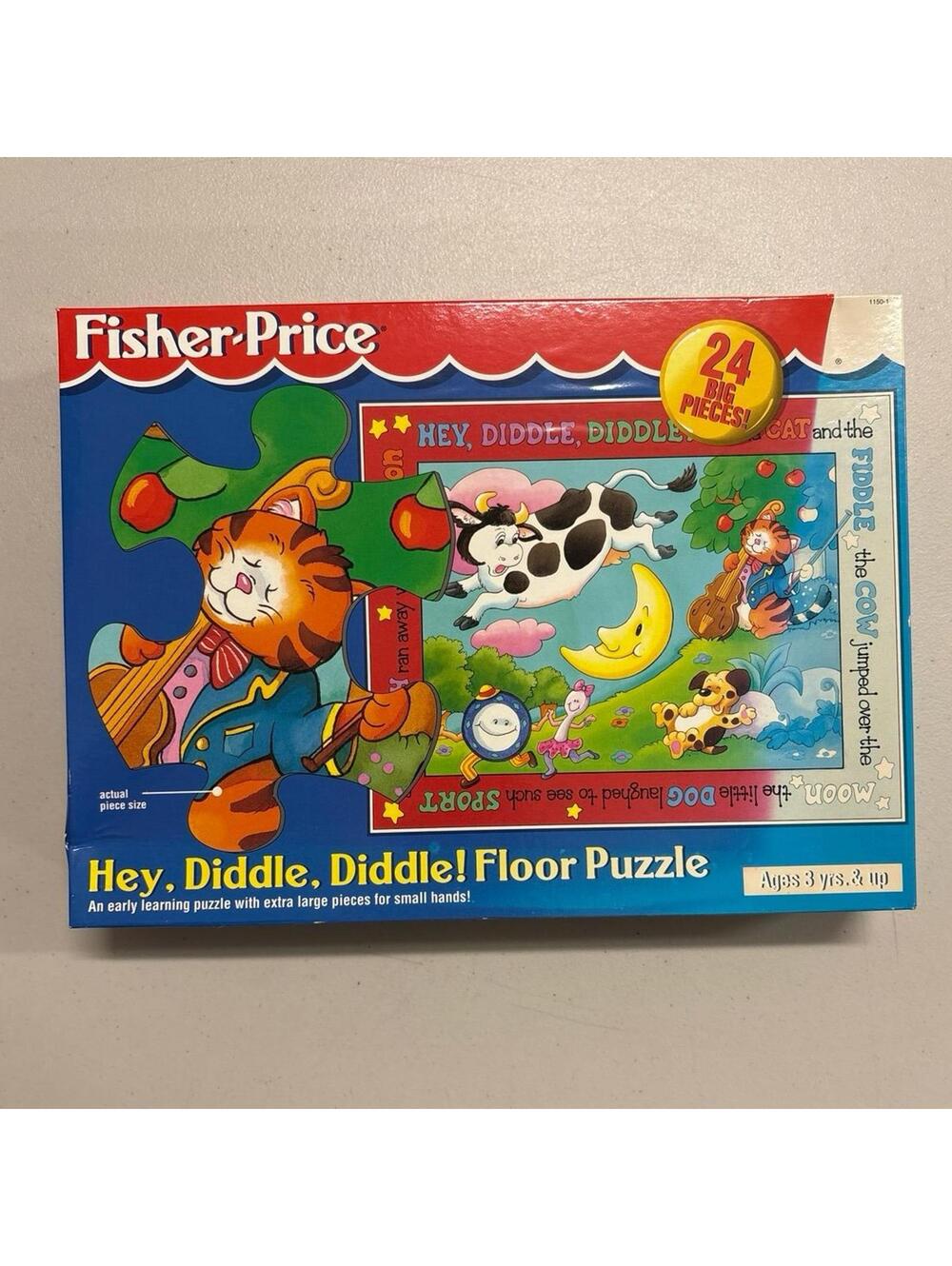 NIB Vintage 90s 1996 Fisher-Price Hey Diddle Diddle 24 piece Floor Jigsaw Puzzle